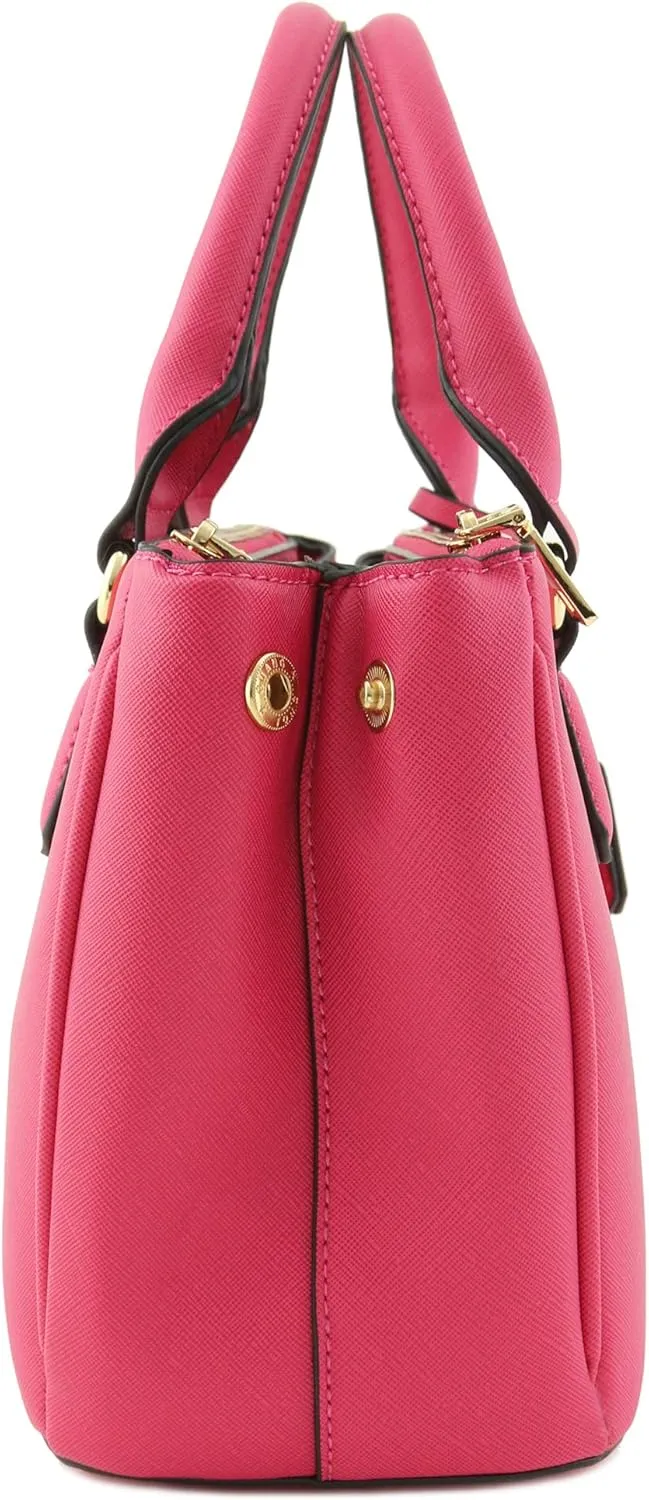 2pcs Set Classic Triple Zip Top Handle Small Satchel Bag with Zip Around Wallet