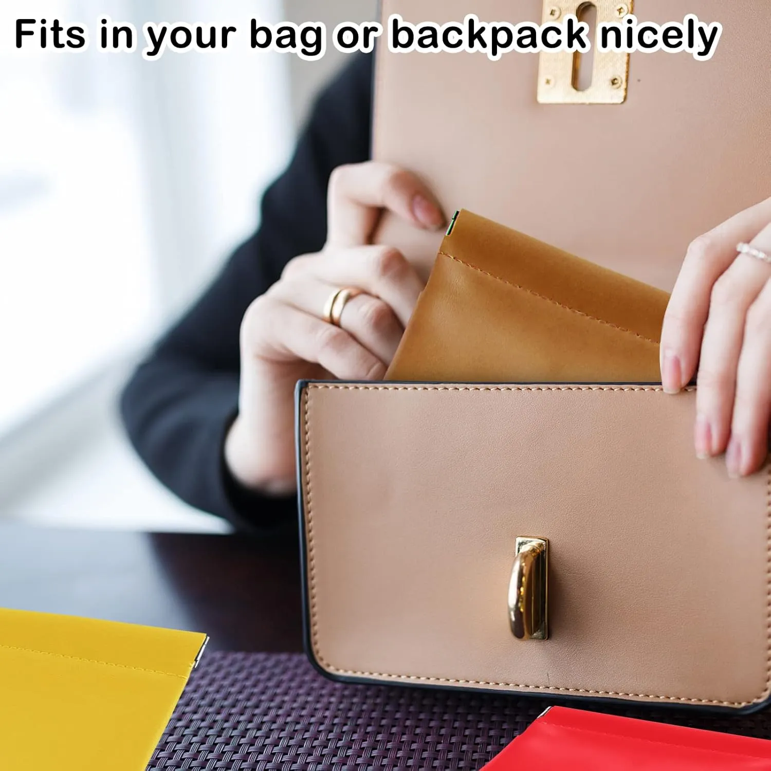 4Pcs Pocket Cosmetic Bag for Purses, Leather Small Makeup Bag Cosmetic Pouch for Women, Portable No Zipper Makeup Pouch Coin Purse Jewelry Pouch Travel Storage for Cosmetics Headphones Jewelry