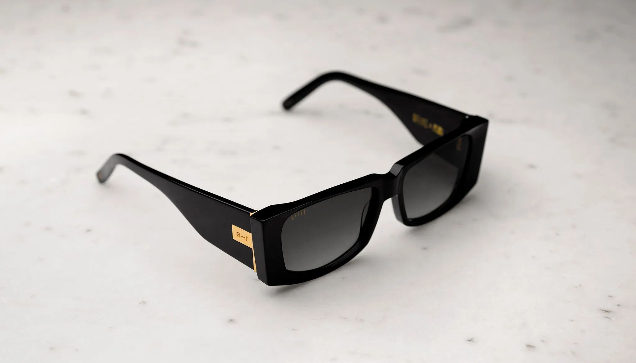 9FIVE Angelo Black & 24K Gold Sunglasses