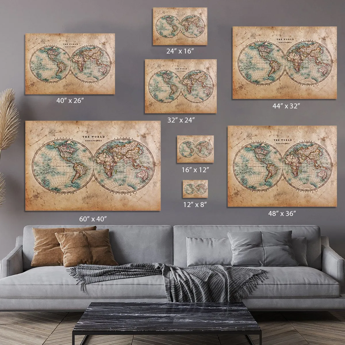 A genuine old stained World map Canvas Print or Poster