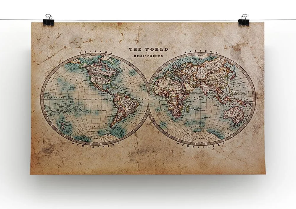 A genuine old stained World map Canvas Print or Poster