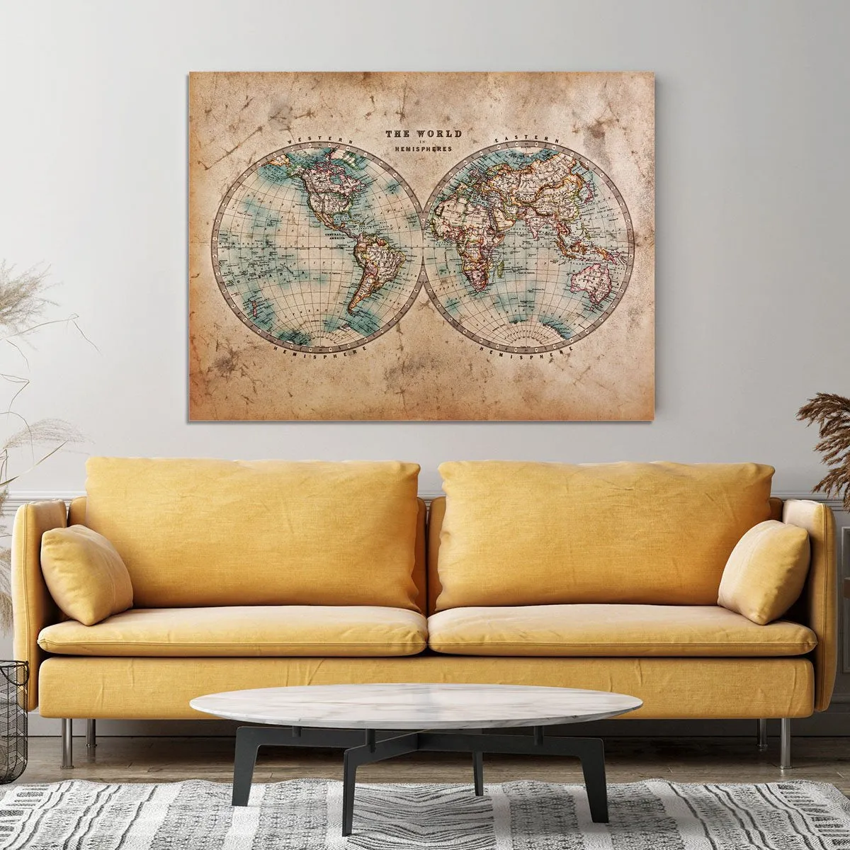 A genuine old stained World map Canvas Print or Poster