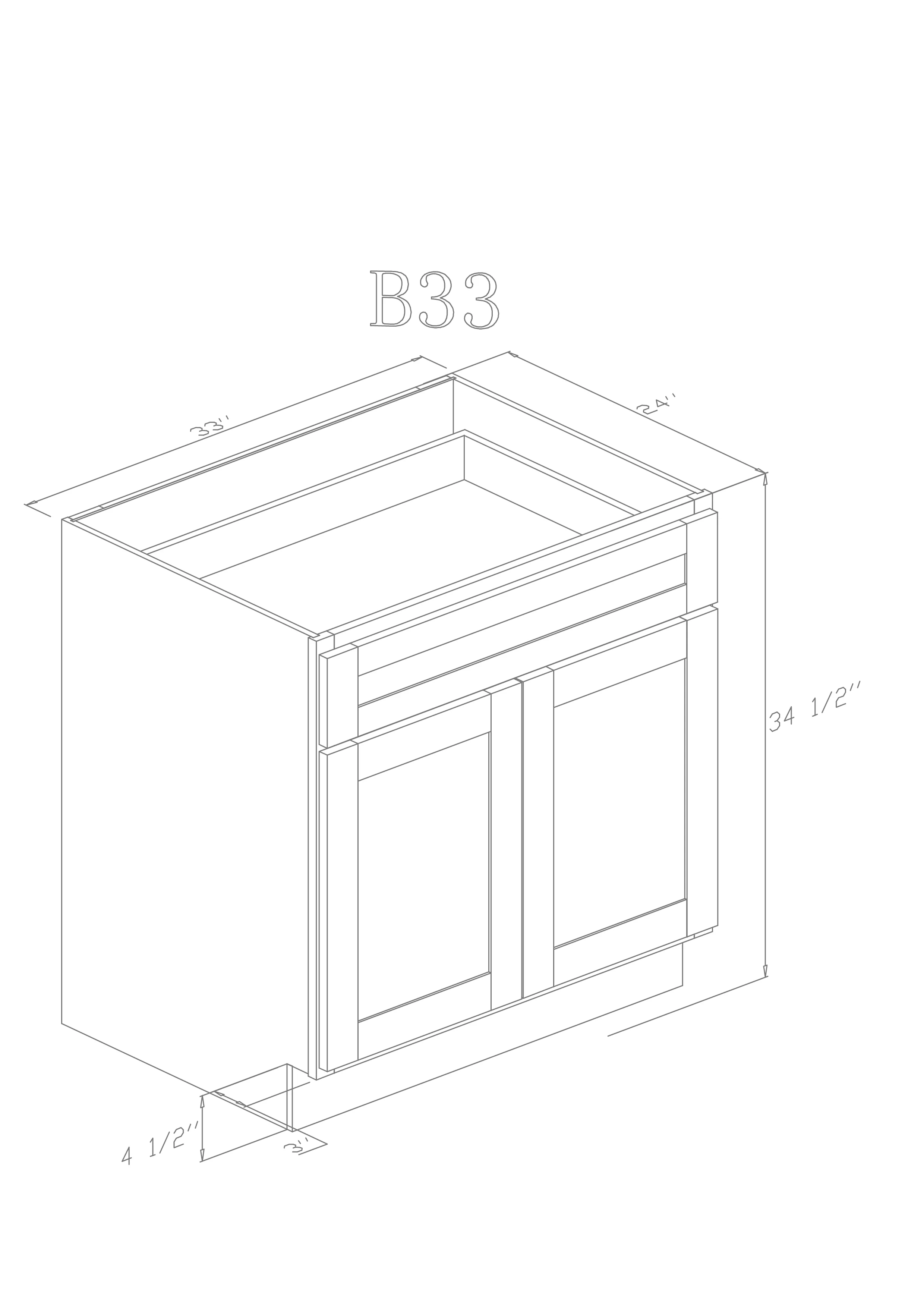 Base 33" - Pure Black 33 Inches Base Cabinet /33"