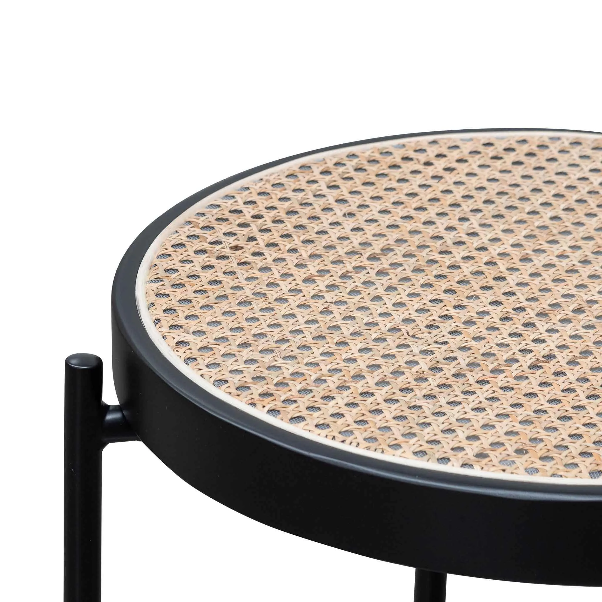 Calibre Rattan Top Side Table - Natural Top and Black Base ST6494-SD