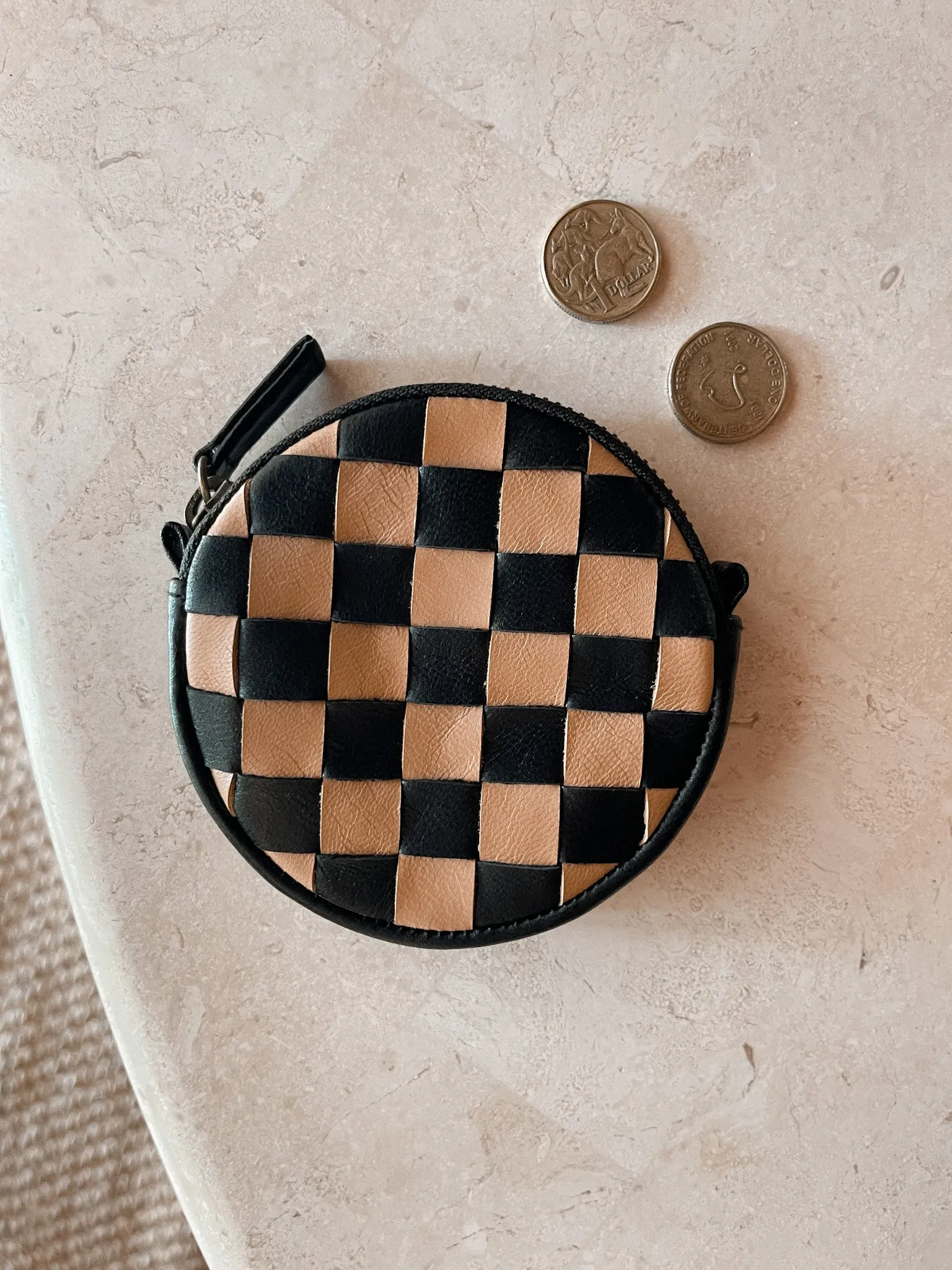 Checkerboard Coin Purse Black