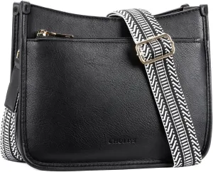 CHOLISS Crossbody Bags for Women Vegan Leather Shoulder Handbags Trendy Hobo Purses with Zip Pocket Adjustable Guitar Strap