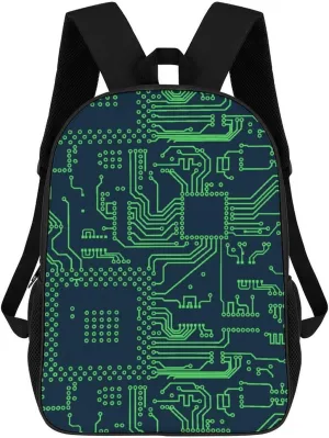 Circuit Board Pattern Unisex Backpack 17" Casual Daypacks Simple Shoulders Bag for Camping Hiking Travel Gear