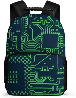 Circuit Board Pattern Unisex Backpack Casual Daypacks 16" Shoulders Bag for Camping Hiking Travel Gear