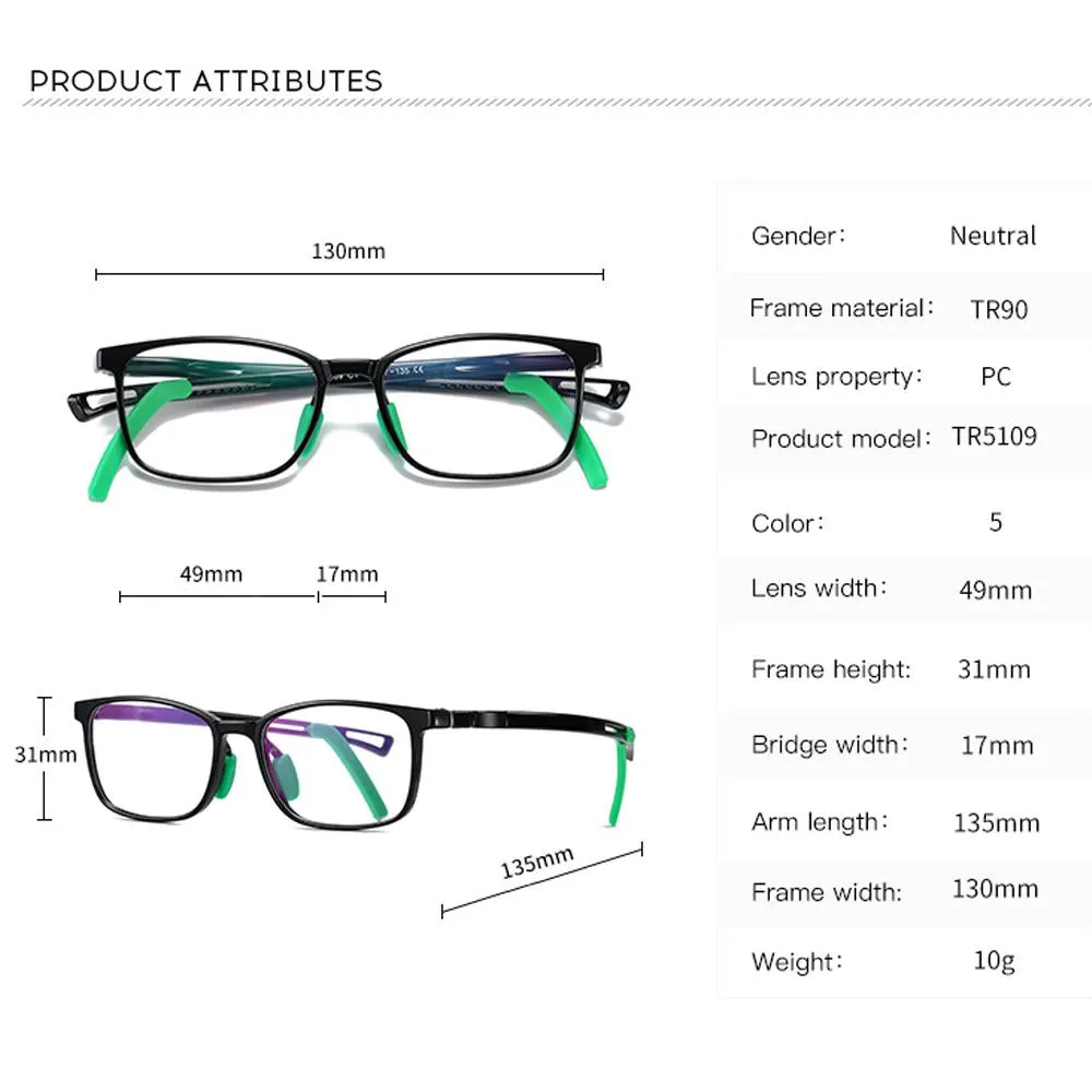 Clever - (Age 5-13)Children Non-slip Blue Light Blocking Glasses-Black