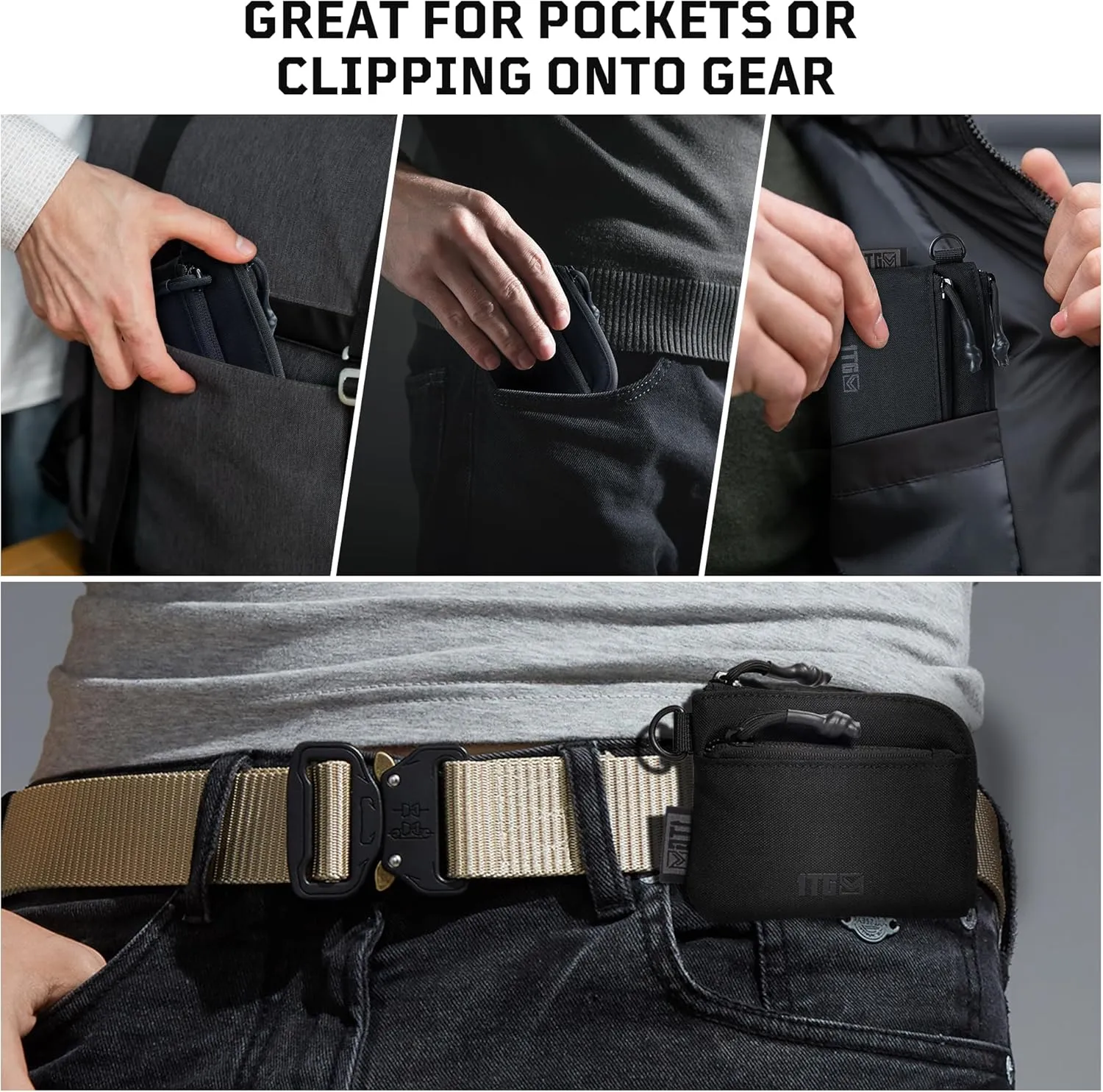 Coin Purse, 500D CORDURA Slim Minimalist Coin Purse for Men, Small Coin Pouch Mens Mini Wallet with YKK Zipper, Compact Money Bag & Tactical ID Holder | Father's Day Gift for Dad