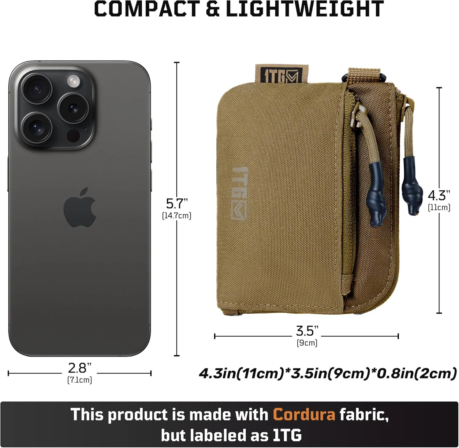 Coin Purse, 500D CORDURA Slim Minimalist Coin Purse for Men, Small Coin Pouch Mens Mini Wallet with YKK Zipper, Compact Money Bag & Tactical ID Holder | Father's Day Gift for Dad