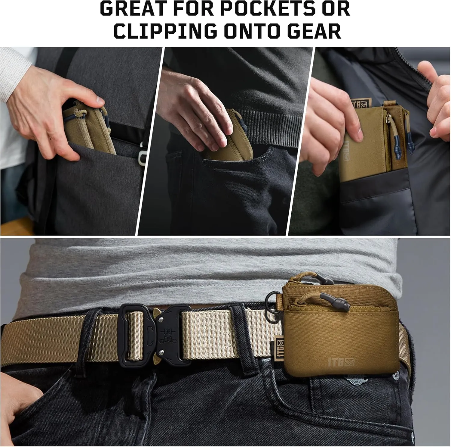 Coin Purse, 500D CORDURA Slim Minimalist Coin Purse for Men, Small Coin Pouch Mens Mini Wallet with YKK Zipper, Compact Money Bag & Tactical ID Holder | Father's Day Gift for Dad