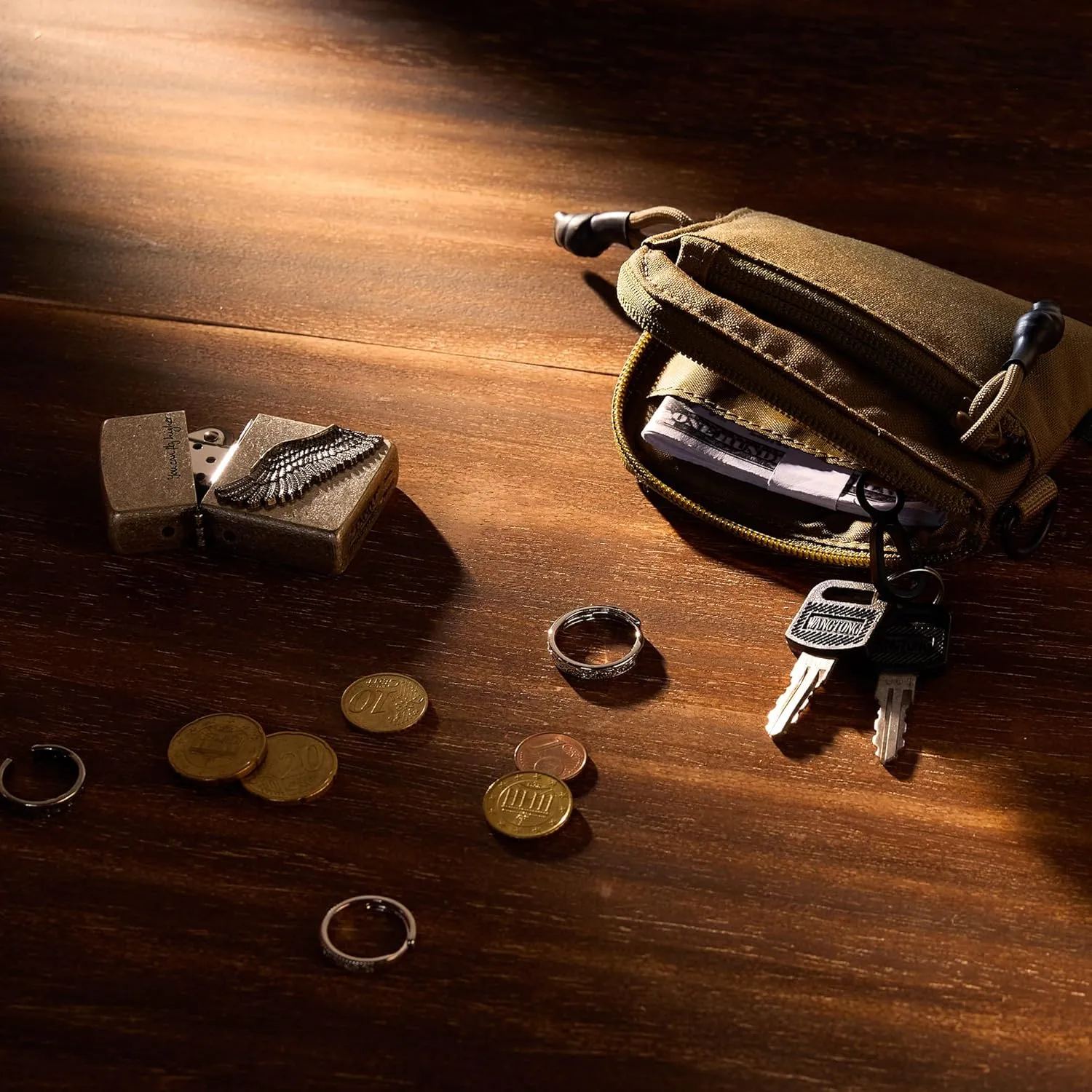 Coin Purse, 500D CORDURA Slim Minimalist Coin Purse for Men, Small Coin Pouch Mens Mini Wallet with YKK Zipper, Compact Money Bag & Tactical ID Holder | Father's Day Gift for Dad