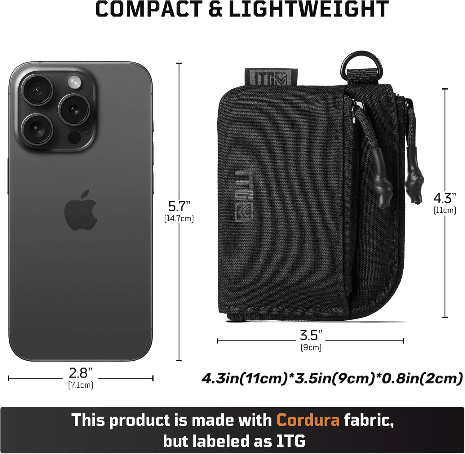 Coin Purse, 500D CORDURA Slim Minimalist Coin Purse for Men, Small Coin Pouch Mens Mini Wallet with YKK Zipper, Compact Money Bag & Tactical ID Holder | Father's Day Gift for Dad