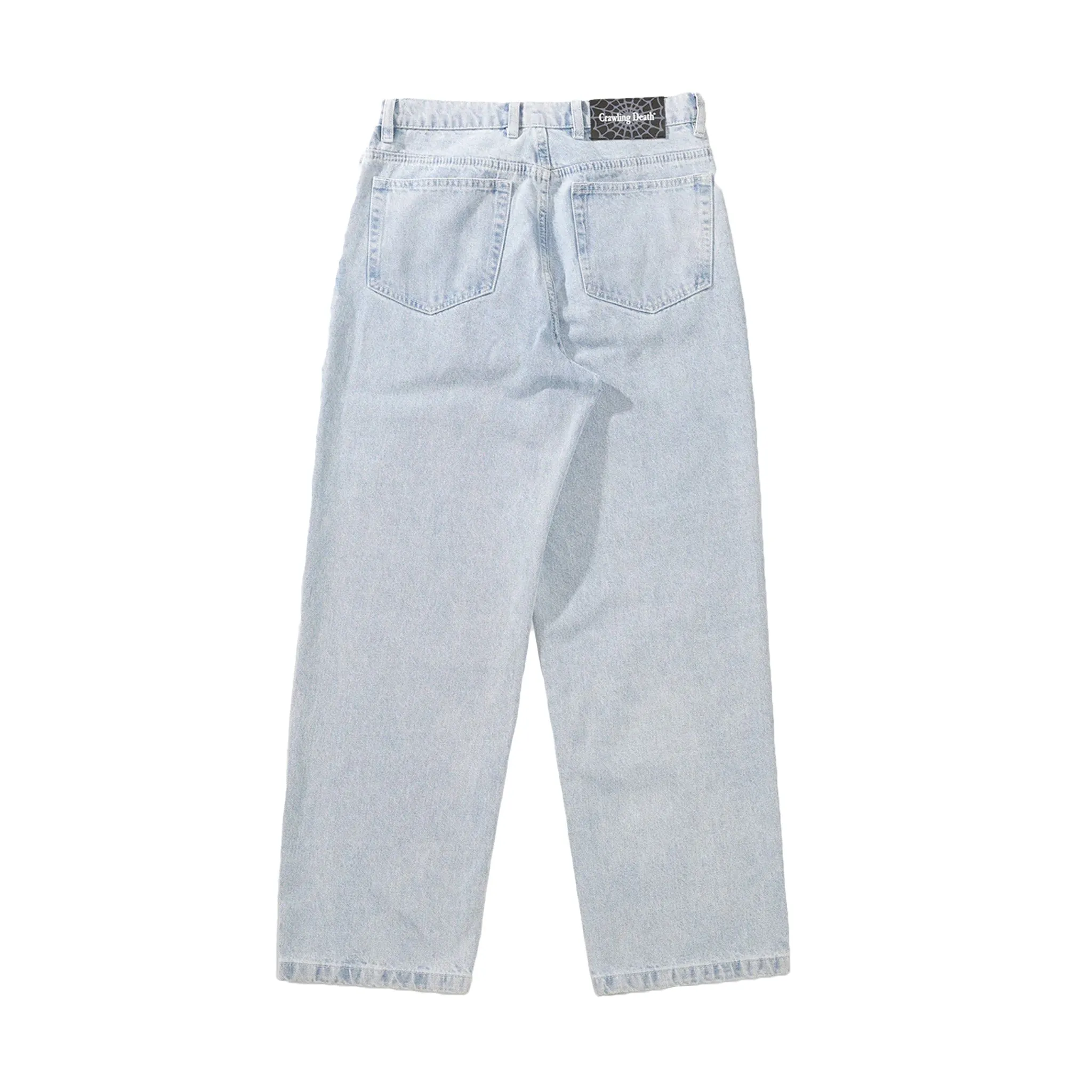 Crawling Death Web Denim Jeans Light Blue