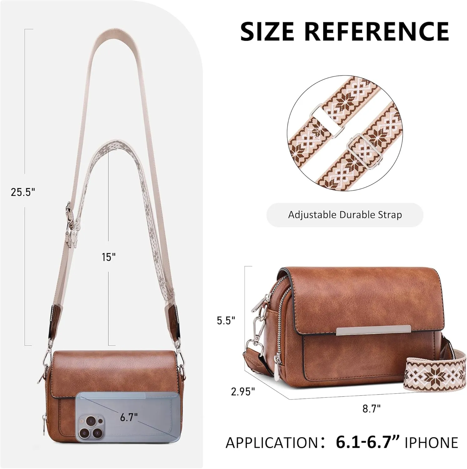 Crossbody Bags for Women Small Crossbody Wallet Purses with Card Slots Leather Shoulder Handbags Travel/Daily Use