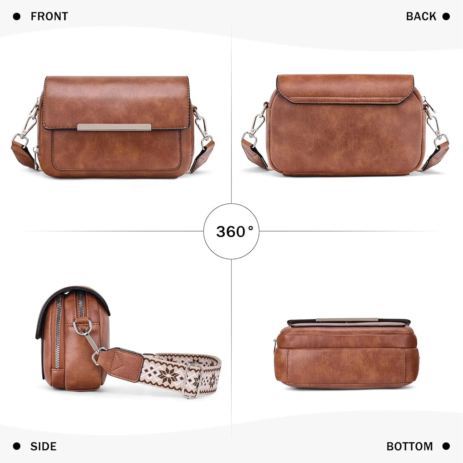Crossbody Bags for Women Small Crossbody Wallet Purses with Card Slots Leather Shoulder Handbags Travel/Daily Use