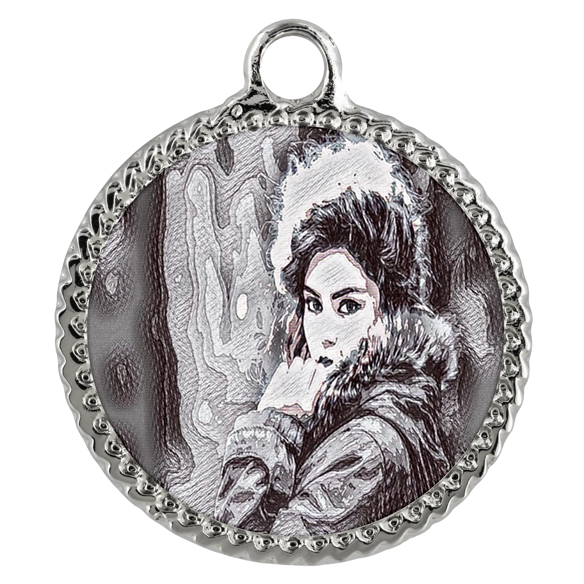 Customizable Photo Necklace - Create Your Own Personalized Sketch Photo Necklace
