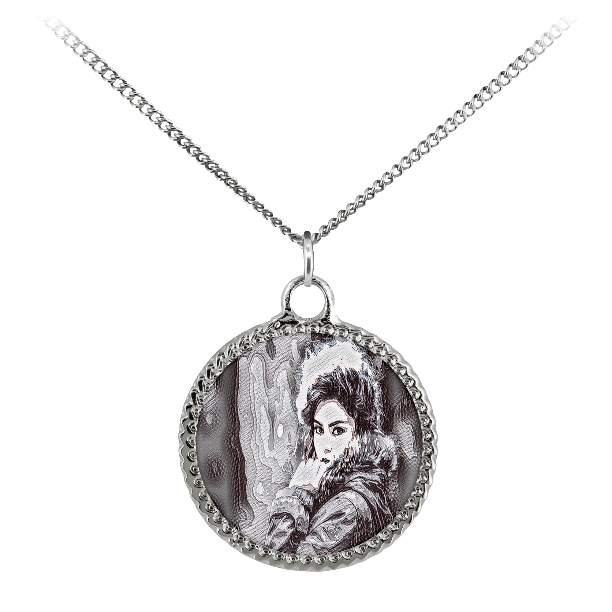Customizable Photo Necklace - Create Your Own Personalized Sketch Photo Necklace