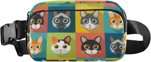 Cute Cats Cartoon Fanny Packs for Women Men Everywhere Belt Bag Fanny Pack Crossbody Bags for Women Fashion Waist Packs with Adjustable Strap Belt Purse for Travel Sports Cycling Outdoors