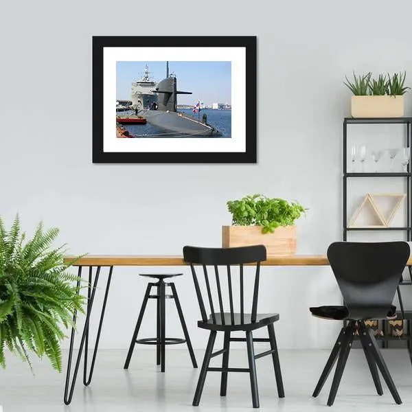 Docked Submarine Canvas Wall Art