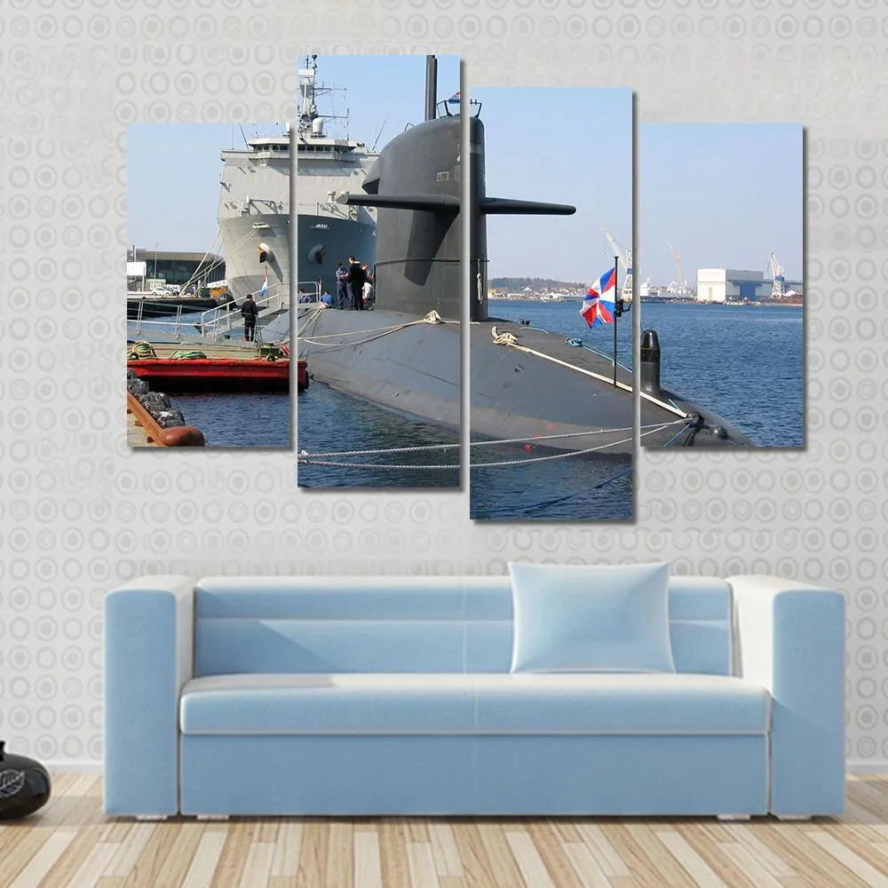 Docked Submarine Canvas Wall Art