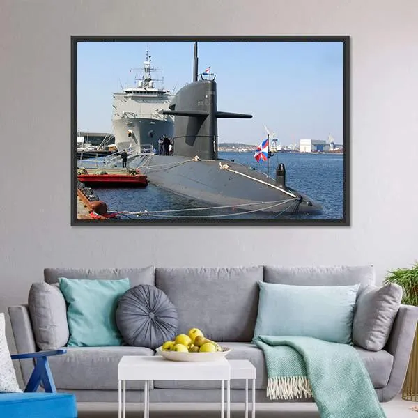 Docked Submarine Canvas Wall Art