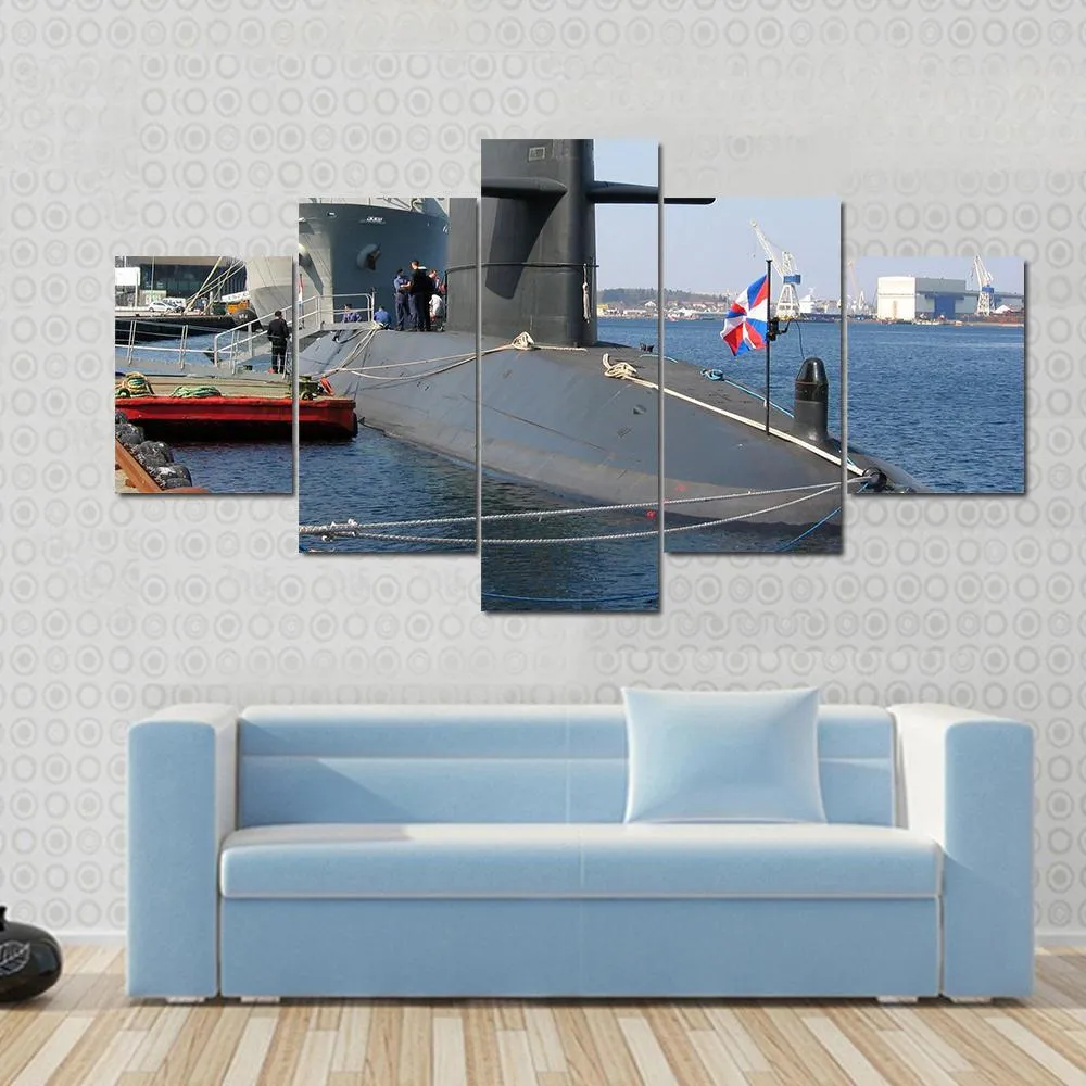 Docked Submarine Canvas Wall Art