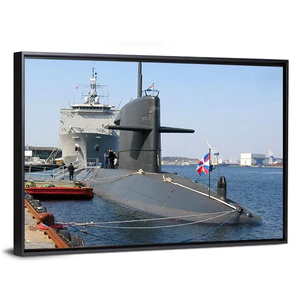 Docked Submarine Canvas Wall Art
