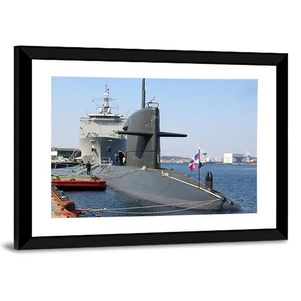 Docked Submarine Canvas Wall Art