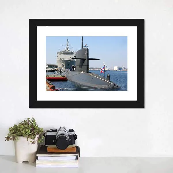 Docked Submarine Canvas Wall Art