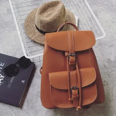 Drawstring Leather Backpack
