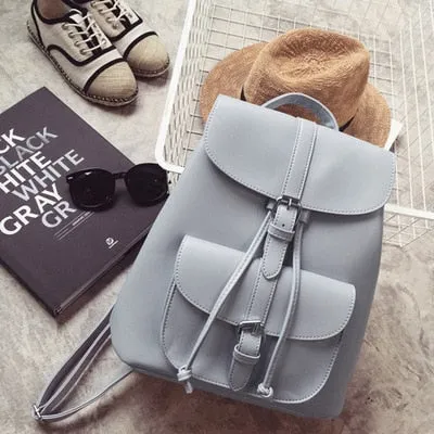 Drawstring Leather Backpack
