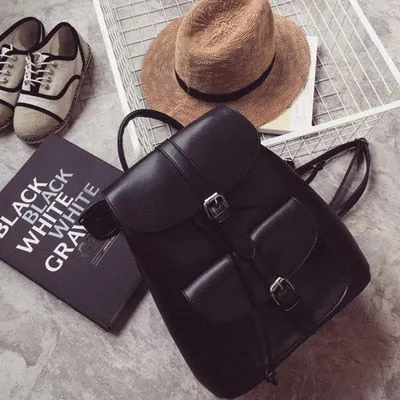 Drawstring Leather Backpack