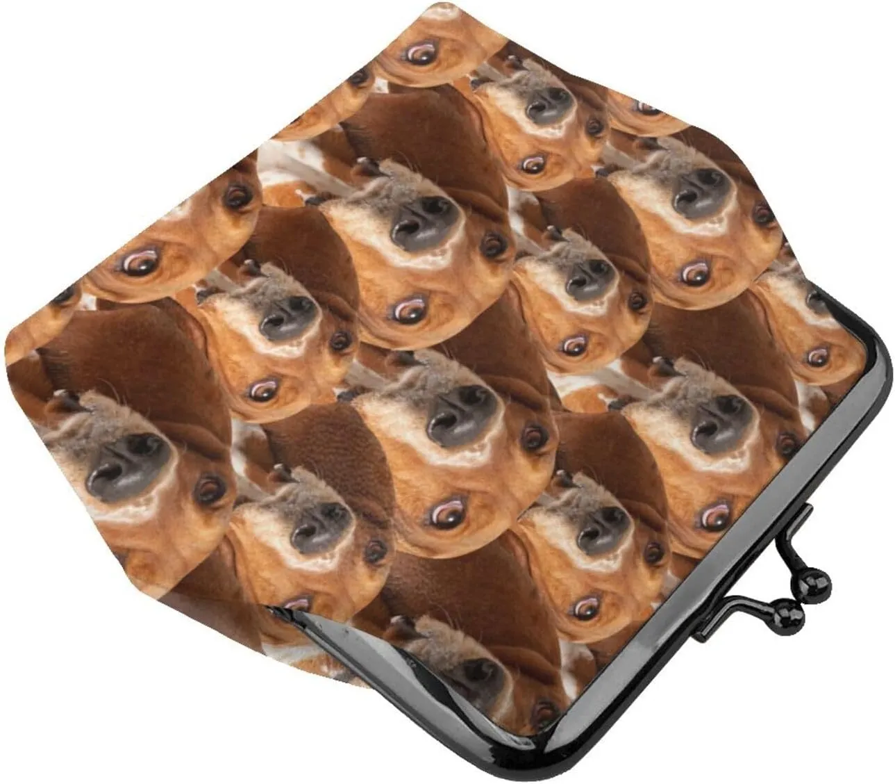 Funny Basset Hound Dog Lovers Print Coin Purses For Women Girls, Pu Leather Vintage Buckle Coin Kiss-Lock Change Purse Card Holder Pouch Cute Puppy Dogs Wallets Small Makeup Bags Birthday Gifts