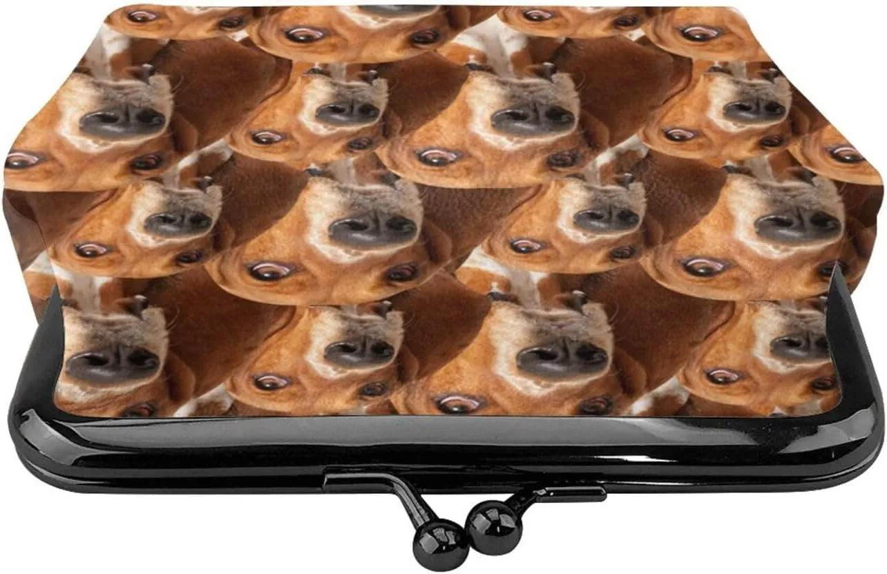 Funny Basset Hound Dog Lovers Print Coin Purses For Women Girls, Pu Leather Vintage Buckle Coin Kiss-Lock Change Purse Card Holder Pouch Cute Puppy Dogs Wallets Small Makeup Bags Birthday Gifts
