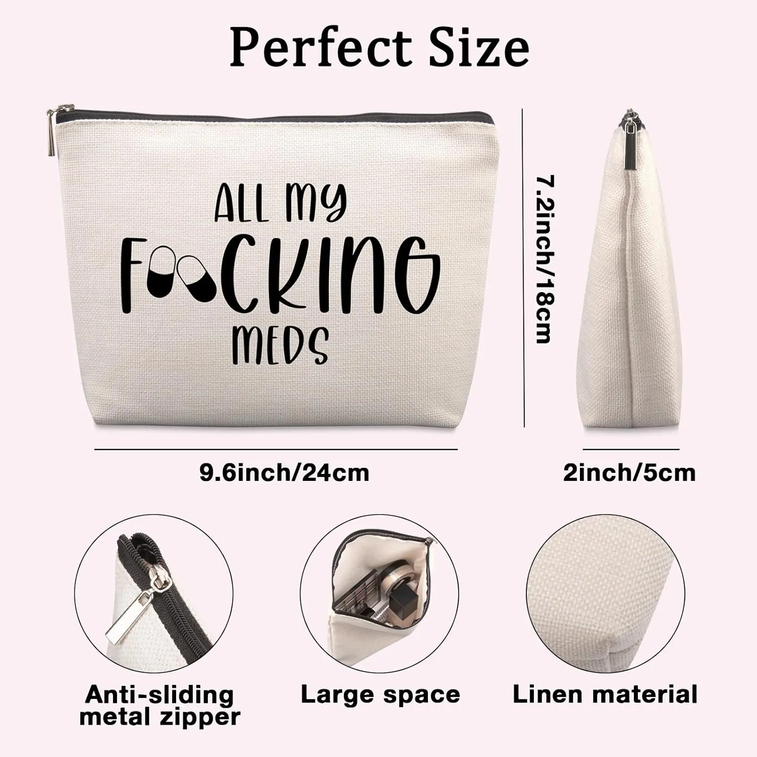 Funny Med Bag for Traveling, Funny Medicine Bag Makeup Bag Gifts Dental Gifts Nurse Assistant Gift Pill Bags Medicine Pouch for Travel, Med Bags Storage for Women Patient Gift