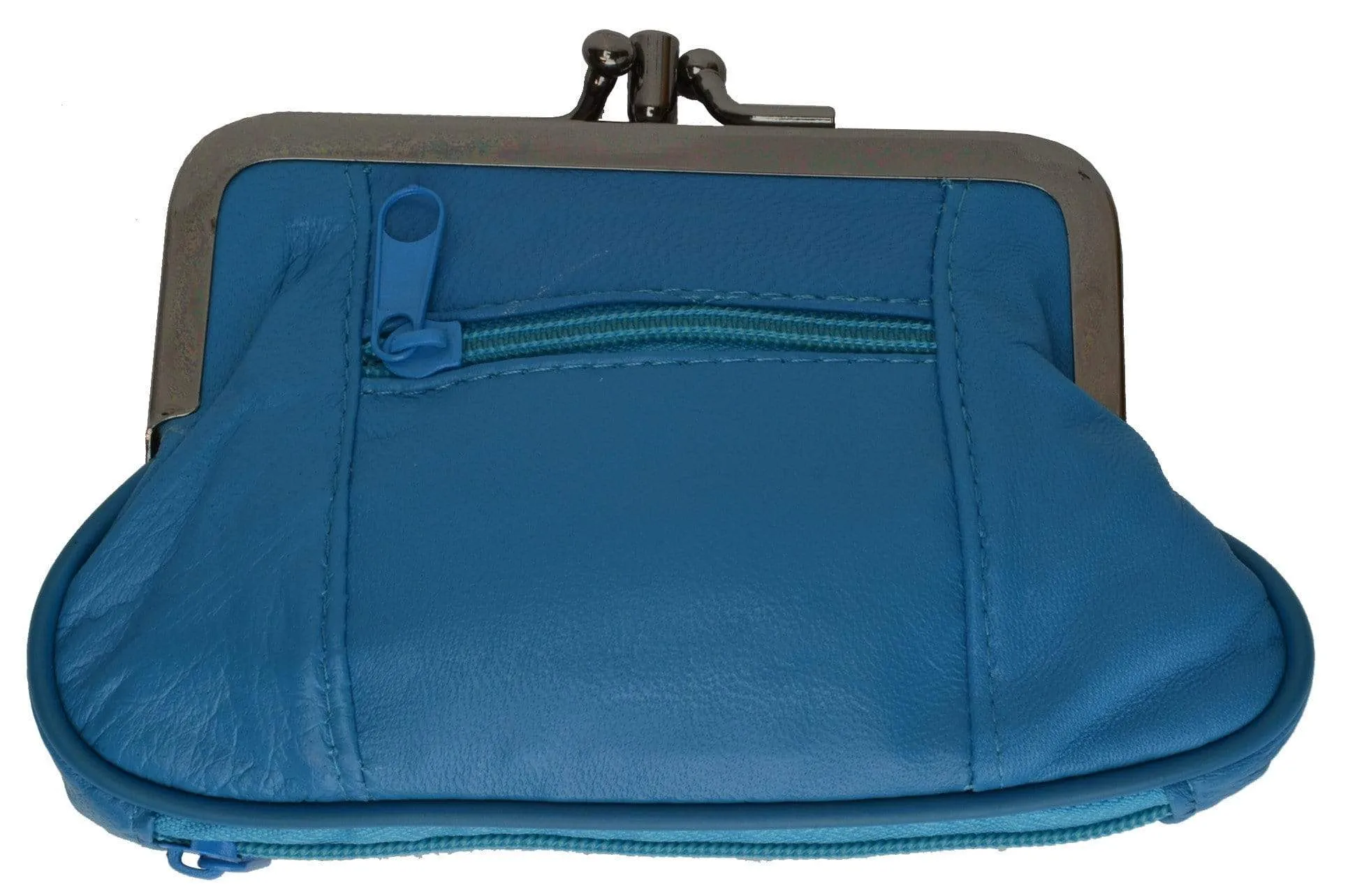 Genuine Leather Change Purse with Zipper Bottom Compartment Y062 (C)