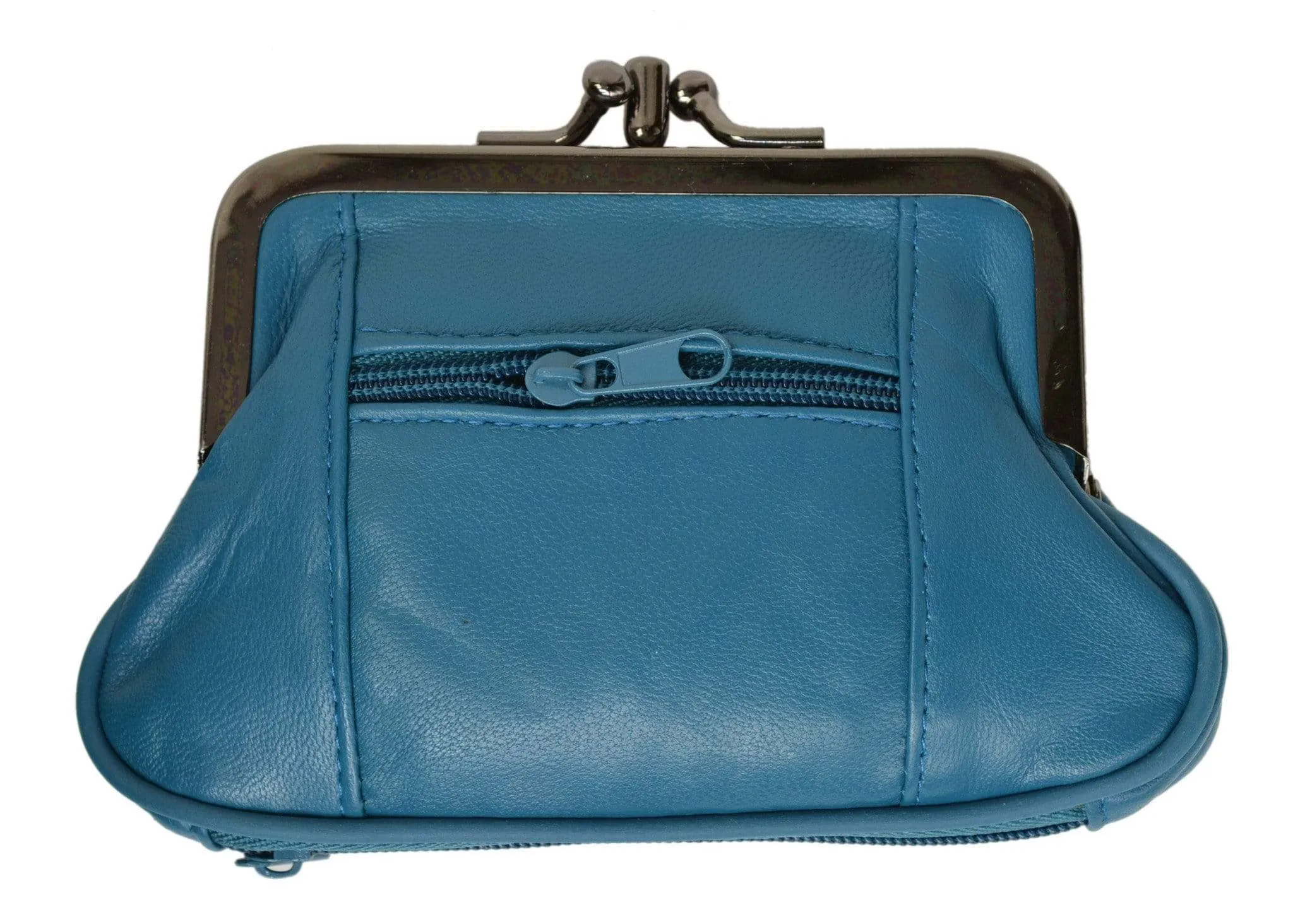 Genuine Leather Change Purse with Zipper Bottom Compartment Y062 (C)