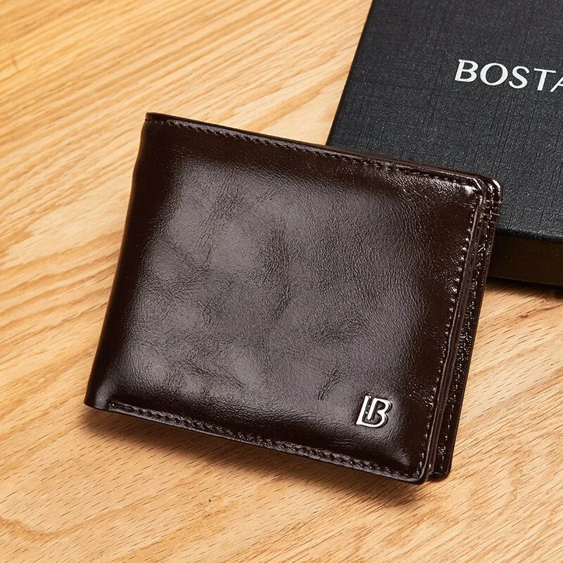 Genuine Leather Wallet Men New Brand Purses for men Black Brown Bifold Wallet Zipper Coin Purse Wallets With Gift Box