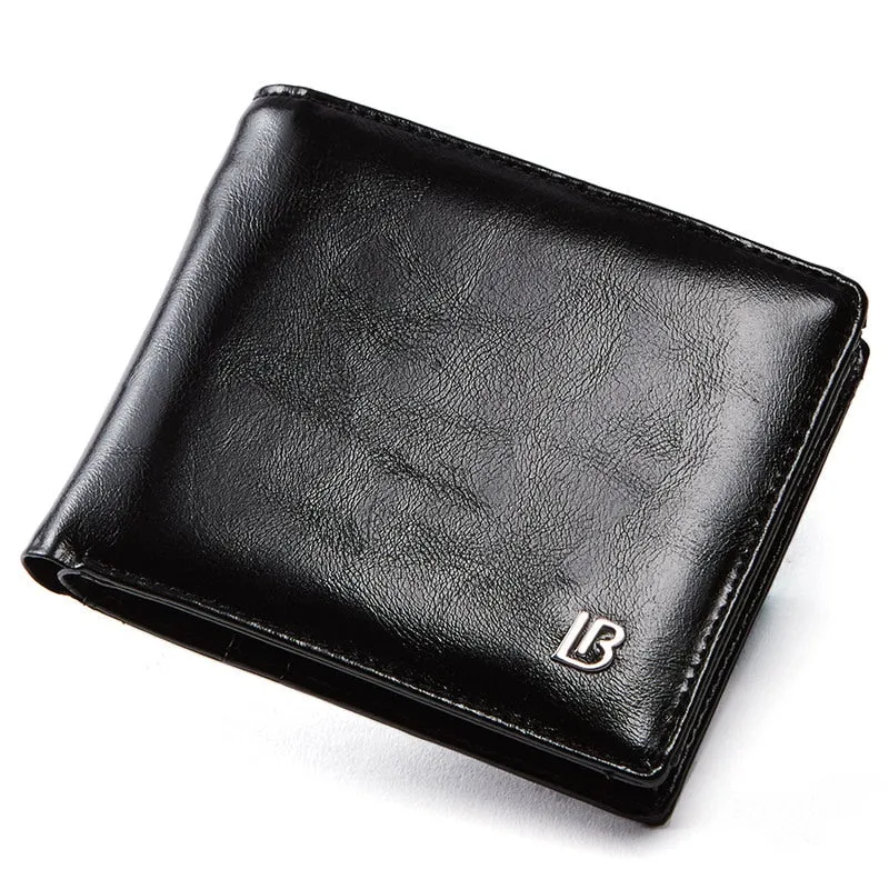 Genuine Leather Wallet Men New Brand Purses for men Black Brown Bifold Wallet Zipper Coin Purse Wallets With Gift Box