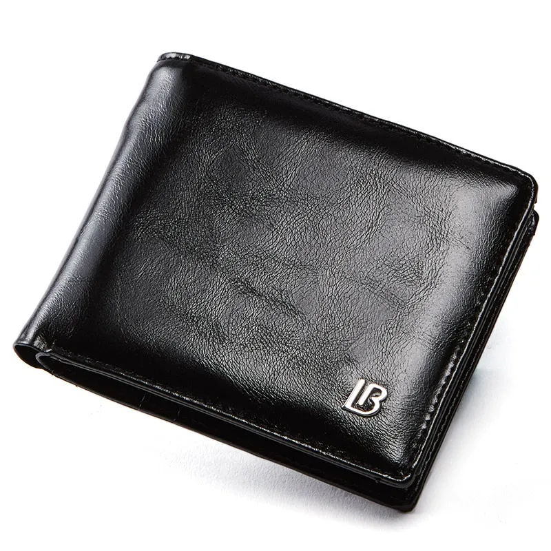 Genuine Leather Wallet Men New Brand Purses for men Black Brown Bifold Wallet Zipper Coin Purse Wallets With Gift Box