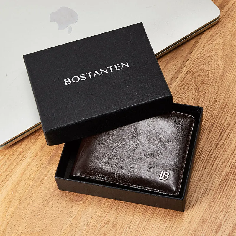 Genuine Leather Wallet Men New Brand Purses for men Black Brown Bifold Wallet Zipper Coin Purse Wallets With Gift Box