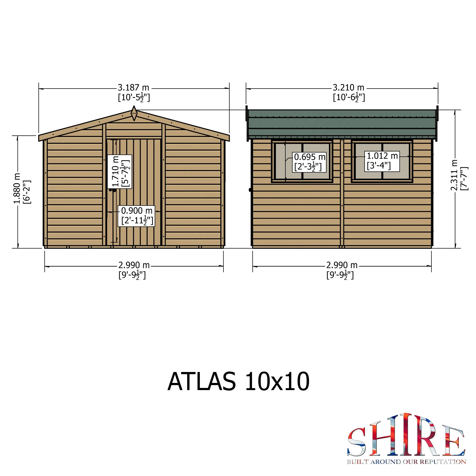 Goodwood Atlas (10' x 10') Professional Tongue and Groove Apex Shed