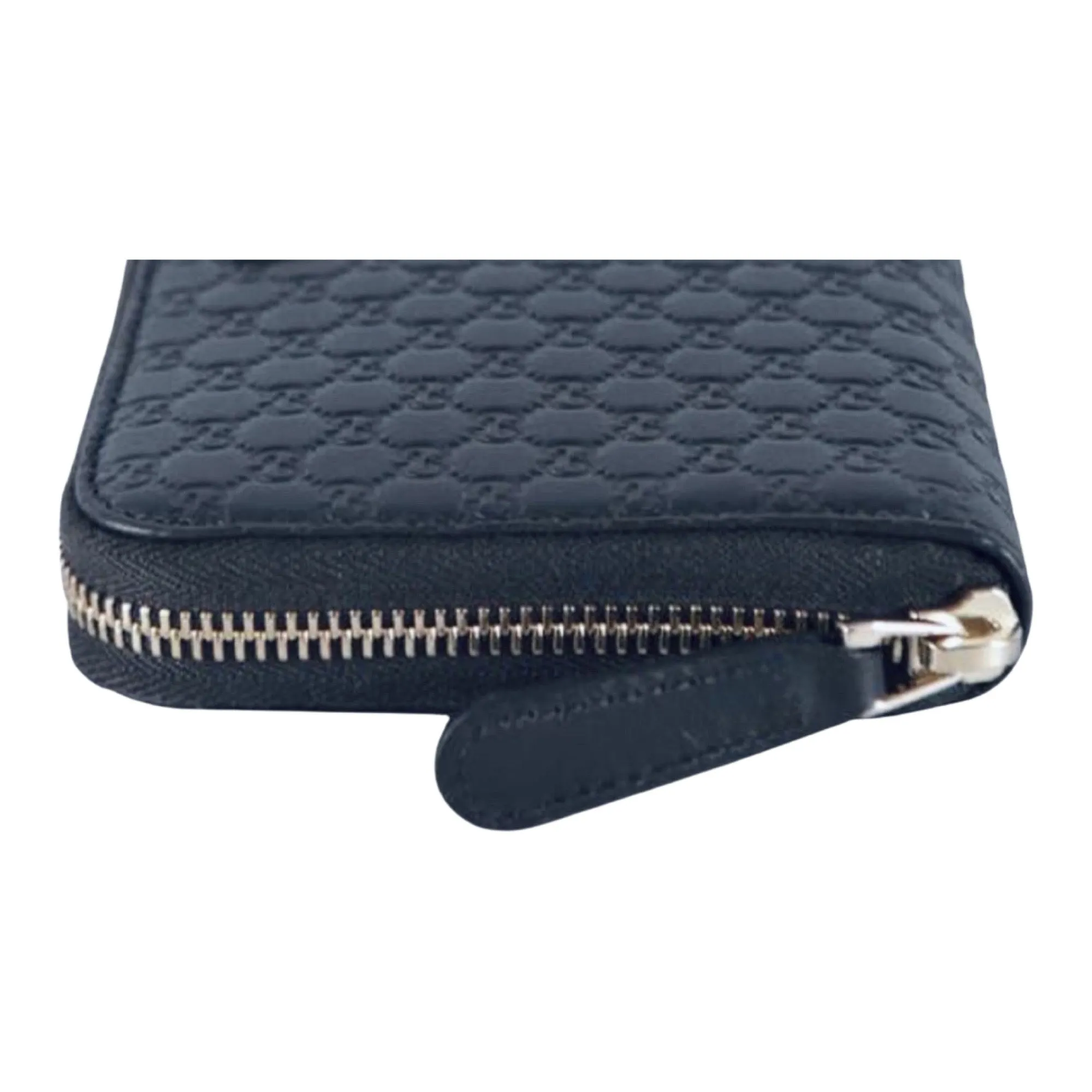 Gucci Womens Navy Microguccissima GG Leather Zipper Wallet