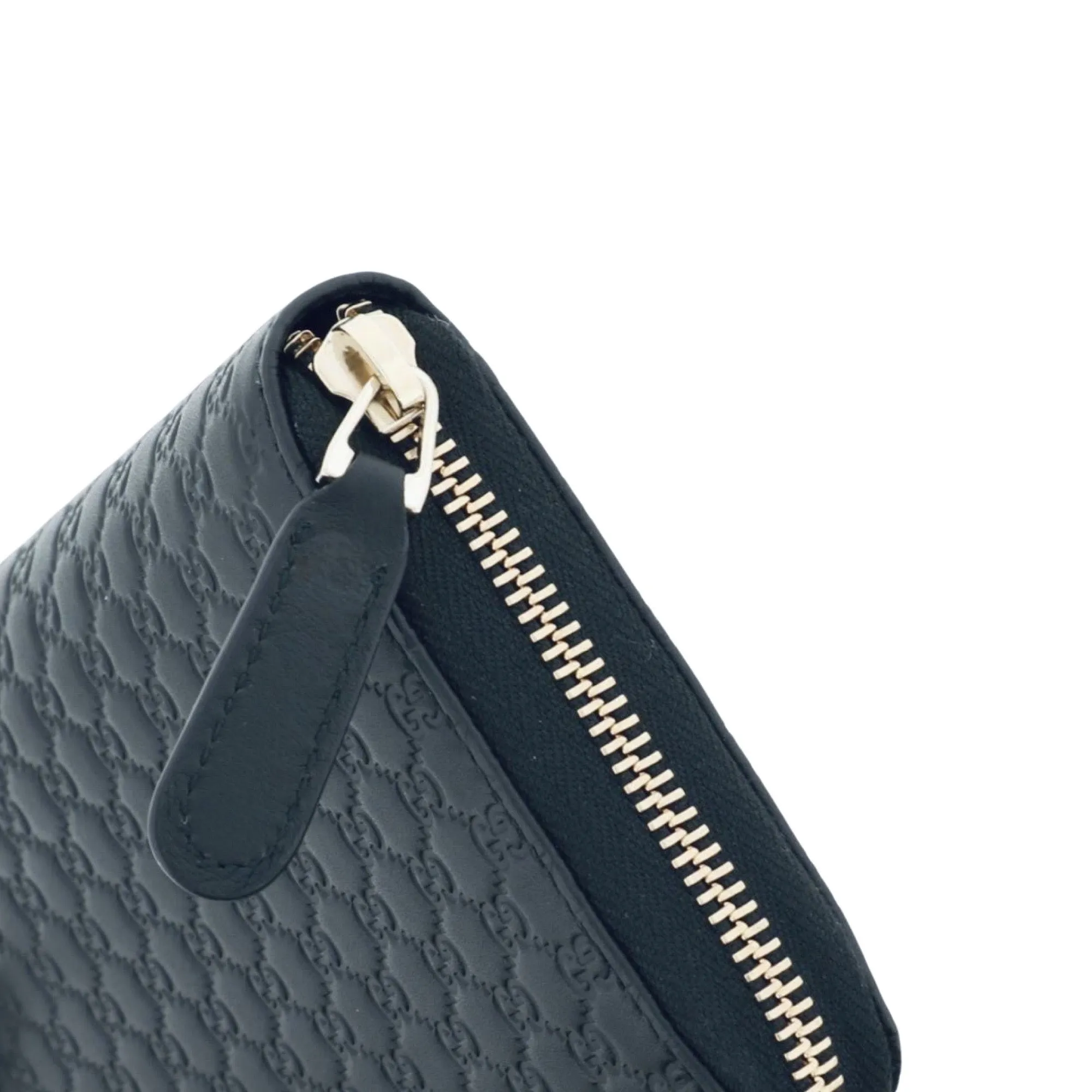Gucci Womens Navy Microguccissima GG Leather Zipper Wallet
