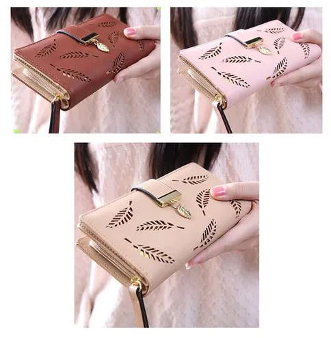 Hollow Leaves Long Wallet For Women