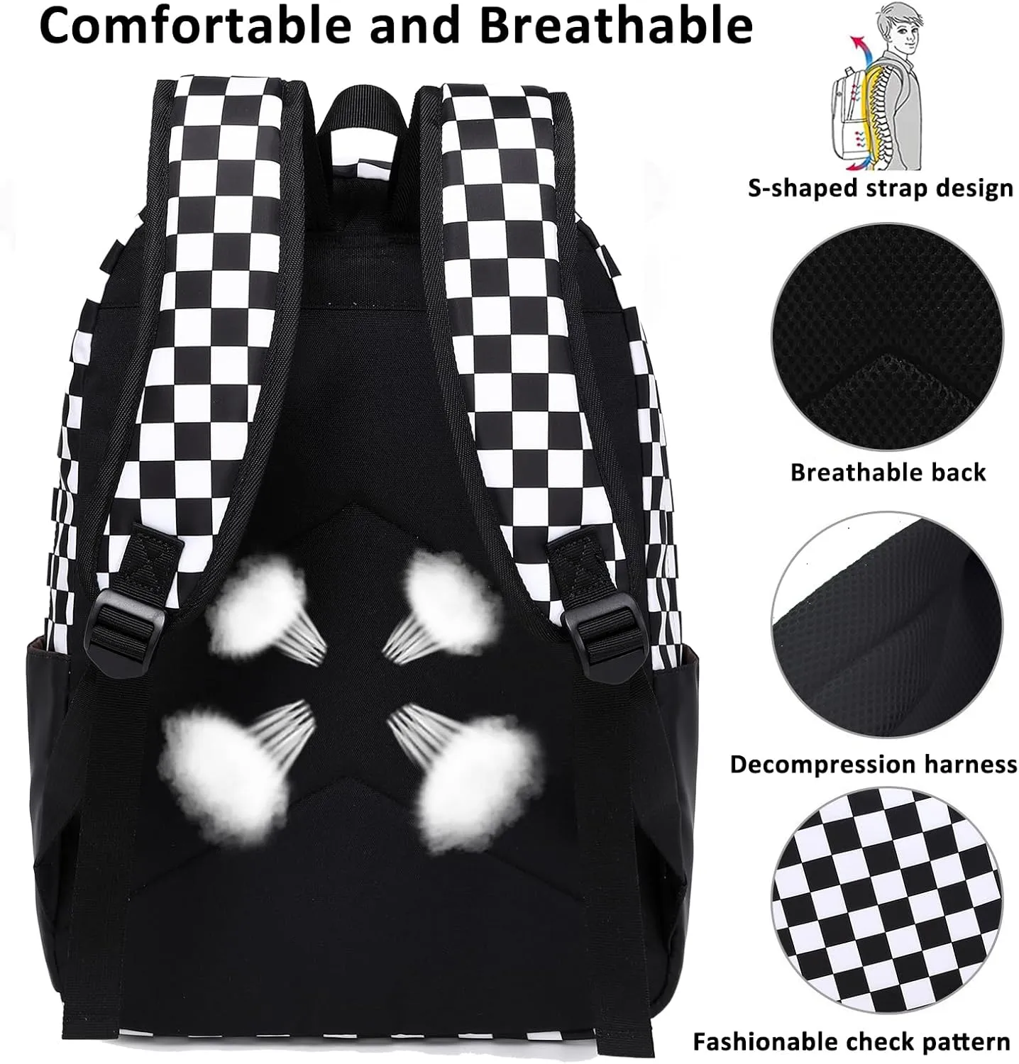 Joyfulife Girls Backpacks Kids Bookbags Teen Backpacks for School Student Backpack with Lunch Box Pencil Bags 3 in 1