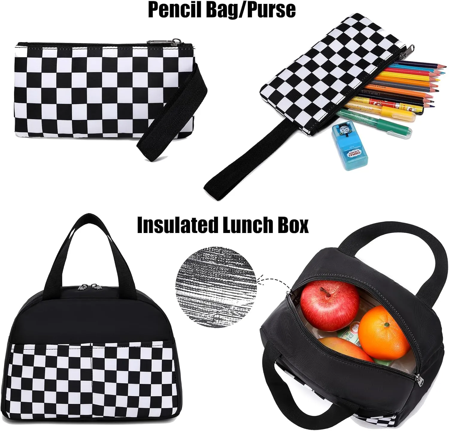 Joyfulife Girls Backpacks Kids Bookbags Teen Backpacks for School Student Backpack with Lunch Box Pencil Bags 3 in 1