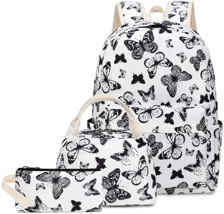 Joyfulife Girls Backpacks Kids Bookbags Teen Backpacks for School Student Backpack with Lunch Box Pencil Bags 3 in 1